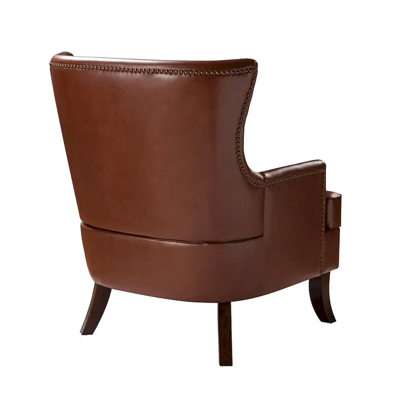 Fauteuil Angeles ergonomique en cuir végétalien de style moderne du milieu du siècle avec dossier à oreilles (lot de 2) par HULALA HOME