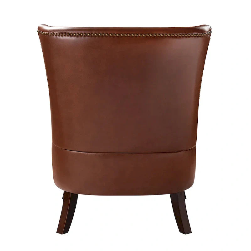Fauteuil Angeles ergonomique en cuir végétalien de style moderne du milieu du siècle avec dossier à oreilles (lot de 2) par HULALA HOME