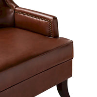 Fauteuil Angeles ergonomique en cuir végétalien de style moderne du milieu du siècle avec dossier à oreilles (lot de 2) par HULALA HOME
