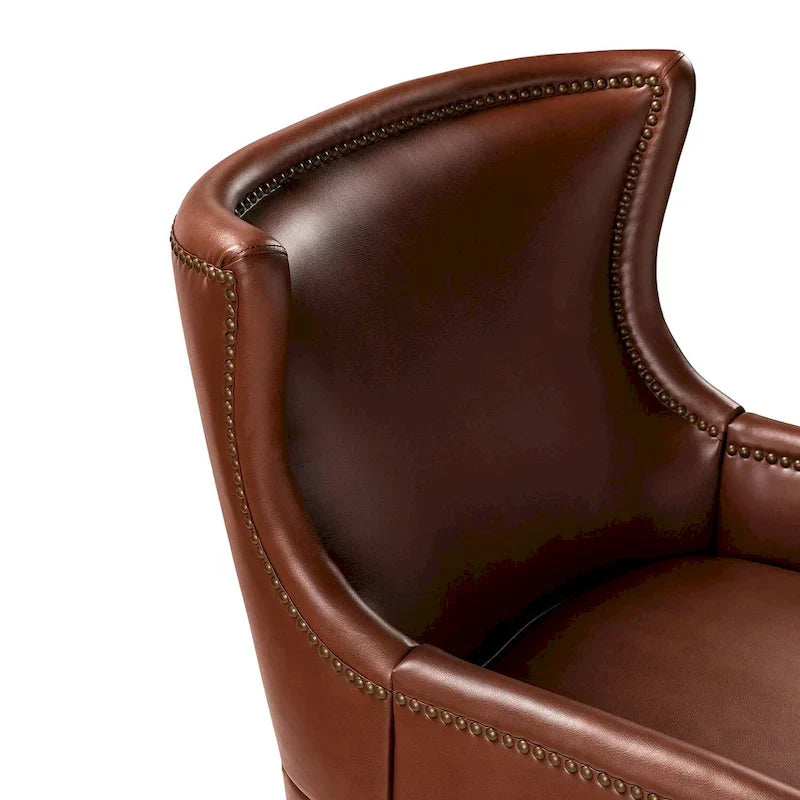 Fauteuil Angeles ergonomique en cuir végétalien de style moderne du milieu du siècle avec dossier à oreilles (lot de 2) par HULALA HOME