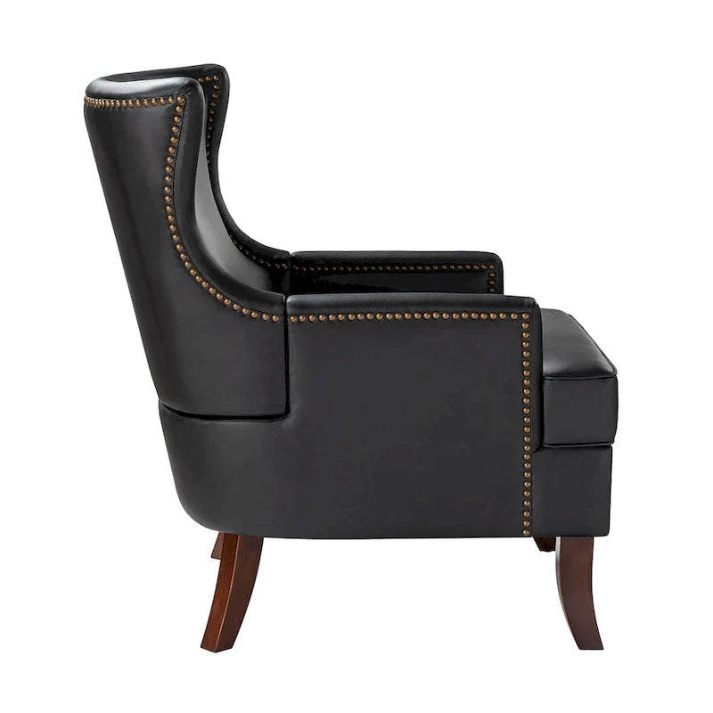 Fauteuil Angeles ergonomique en cuir végétalien de style moderne du milieu du siècle avec dossier à oreilles (lot de 2) par HULALA HOME