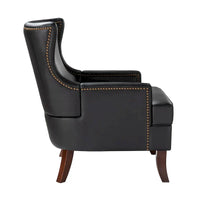 Fauteuil Angeles ergonomique en cuir végétalien de style moderne du milieu du siècle avec dossier à oreilles (lot de 2) par HULALA HOME