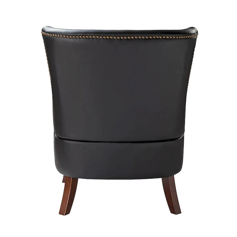 Fauteuil Angeles ergonomique en cuir végétalien de style moderne du milieu du siècle avec dossier à oreilles (lot de 2) par HULALA HOME