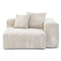 Grand Canapé Sectionnel Modulable Réversible 141.73 pouces en Velours Côtelé Forme L avec Pouf et Coussin
