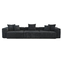 Grand Canapé Sectionnel Modulable Réversible 141.73 pouces en Velours Côtelé Forme L avec Pouf et Coussin