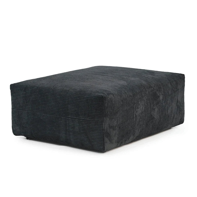 Grand Canapé Sectionnel Modulable Réversible 141.73 pouces en Velours Côtelé Forme L avec Pouf et Coussin