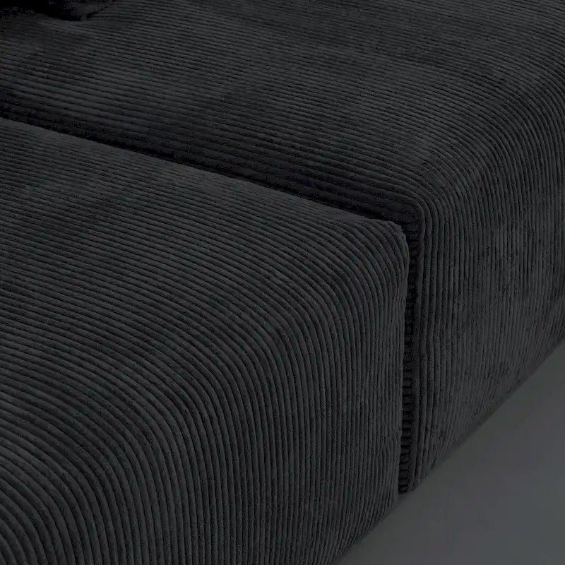 Grand Canapé Sectionnel Modulable Réversible 141.73 pouces en Velours Côtelé Forme L avec Pouf et Coussin