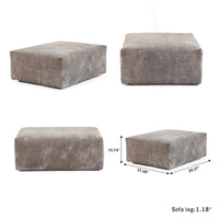Grand Canapé Sectionnel Modulable Réversible 141.73 pouces en Velours Côtelé Forme L avec Pouf et Coussin