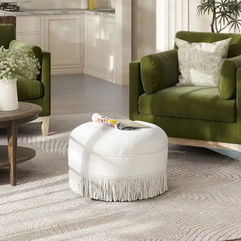 Pouf d'appoint rond rembourré Yolanda 24