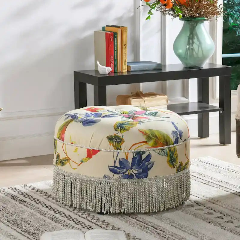 Pouf d'appoint rond rembourré Yolanda 24