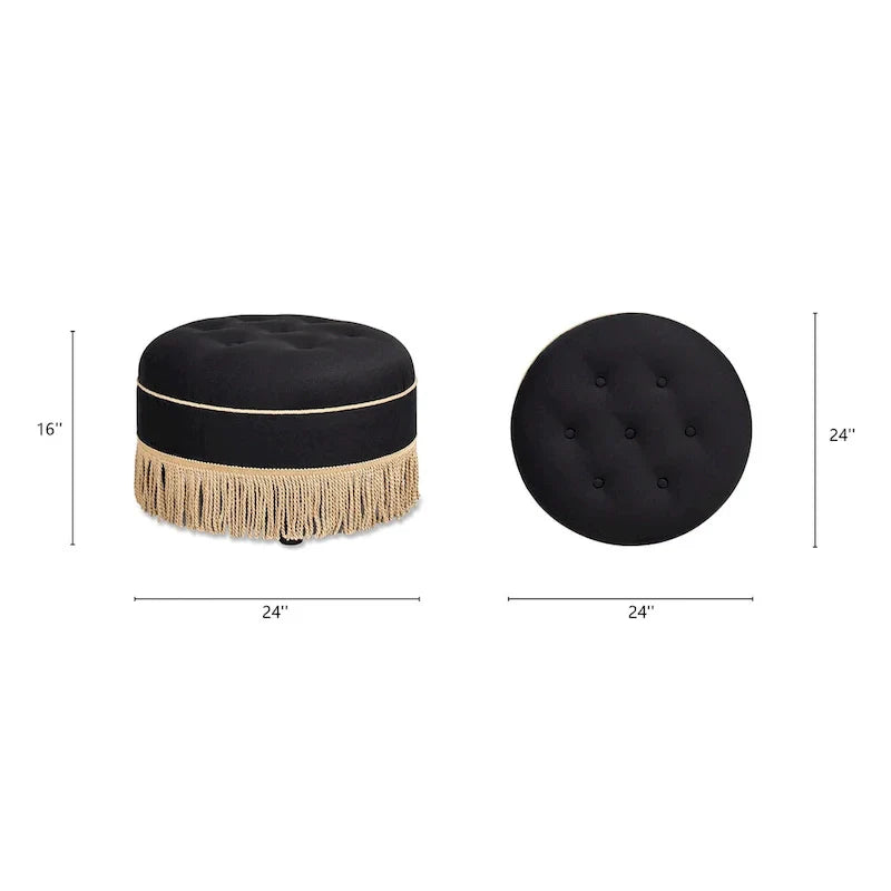 Pouf d'appoint rond rembourré Yolanda 24