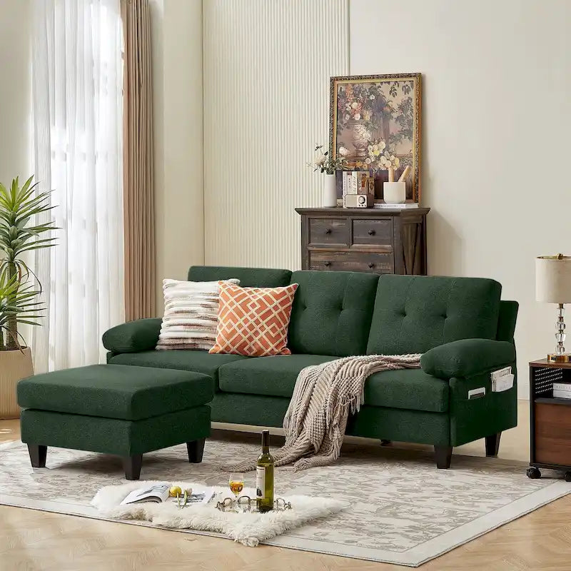 Canapé Sectionnel Forme L 86.22 pouces avec Poches de Rangement Latérales
