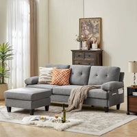 Canapé Sectionnel Forme L 86.22 pouces avec Poches de Rangement Latérales
