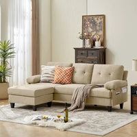 Canapé Sectionnel Forme L 86.22 pouces avec Poches de Rangement Latérales