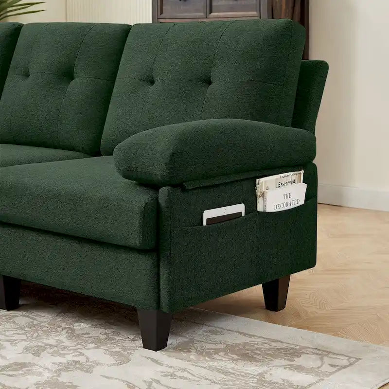 Canapé Sectionnel Forme L 86.22 pouces avec Poches de Rangement Latérales