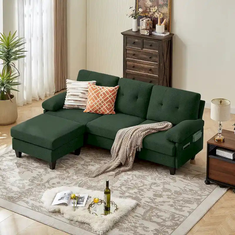 Canapé Sectionnel Forme L 86.22 pouces avec Poches de Rangement Latérales