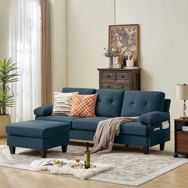 Canapé Sectionnel Forme L 86.22 pouces avec Poches de Rangement Latérales