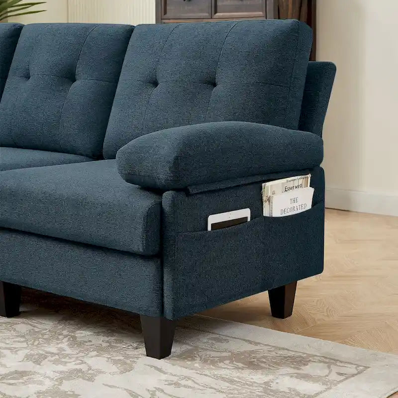 Canapé Sectionnel Forme L 86.22 pouces avec Poches de Rangement Latérales