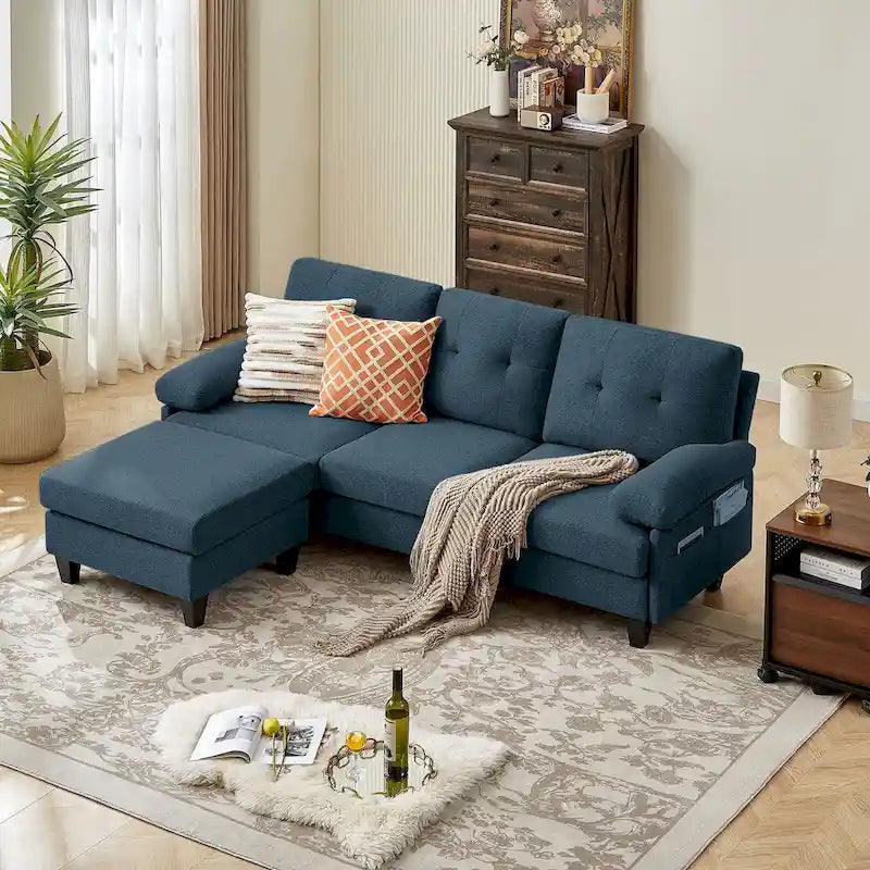 Canapé Sectionnel Forme L 86.22 pouces avec Poches de Rangement Latérales