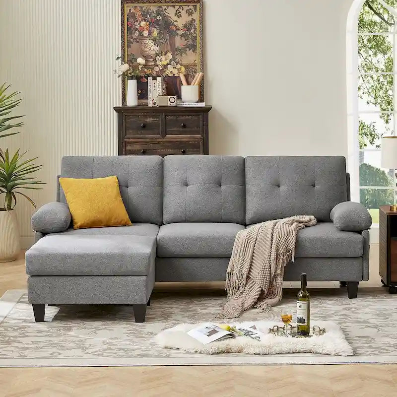 Canapé Sectionnel Forme L 86.22 pouces avec Poches de Rangement Latérales