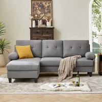 Canapé Sectionnel Forme L 86.22 pouces avec Poches de Rangement Latérales