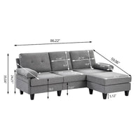 Canapé Sectionnel Forme L 86.22 pouces avec Poches de Rangement Latérales