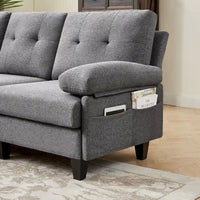Canapé Sectionnel Forme L 86.22 pouces avec Poches de Rangement Latérales