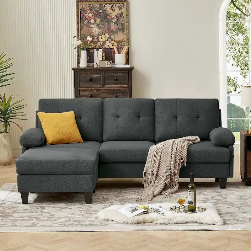 Canapé Sectionnel Forme L 86.22 pouces avec Poches de Rangement Latérales