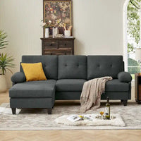 Canapé Sectionnel Forme L 86.22 pouces avec Poches de Rangement Latérales