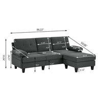 Canapé Sectionnel Forme L 86.22 pouces avec Poches de Rangement Latérales