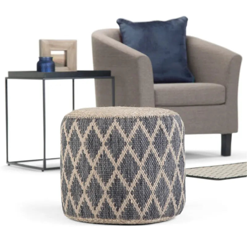 WYNDENHALL Nesbitt Pouf Rond Bohème, Jute Tressée Naturelle