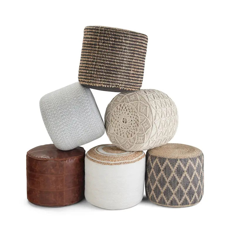 WYNDENHALL Nesbitt Pouf Rond Bohème, Jute Tressée Naturelle