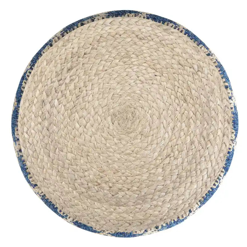WYNDENHALL Nesbitt Pouf Rond Bohème, Jute Tressée Naturelle