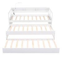Lit de repos double XL en bois avec 2 lits gigognes et port USB