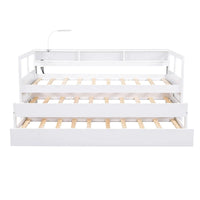 Lit de repos double XL en bois avec 2 lits gigognes et port USB