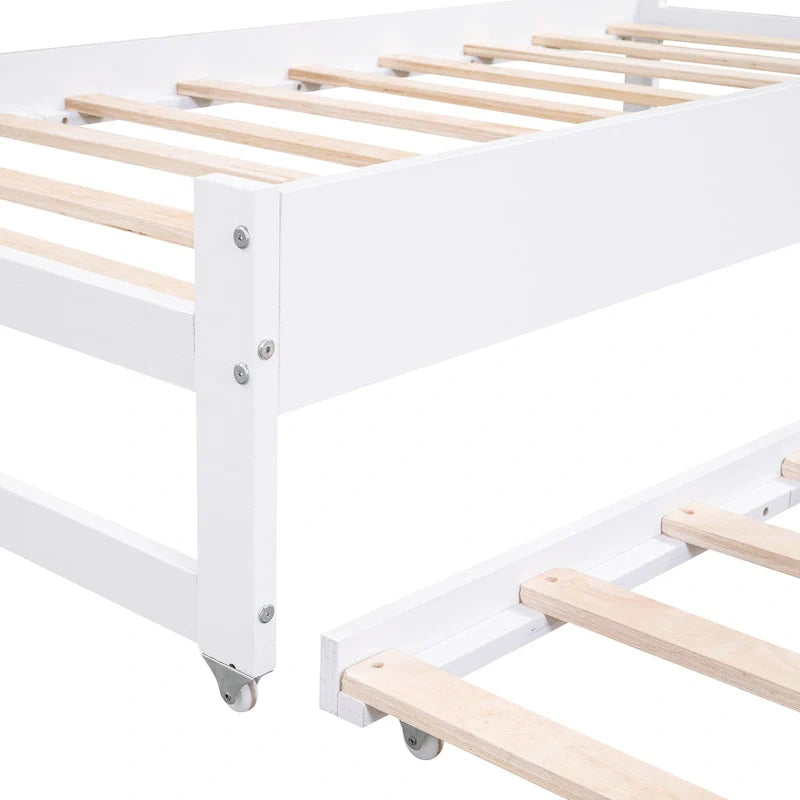 Lit de repos double XL en bois avec 2 lits gigognes et port USB