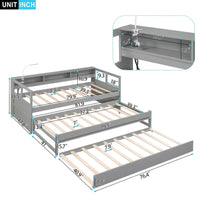Lit de repos double XL en bois avec 2 lits gigognes et port USB