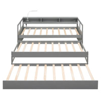 Lit de repos double XL en bois avec 2 lits gigognes et port USB