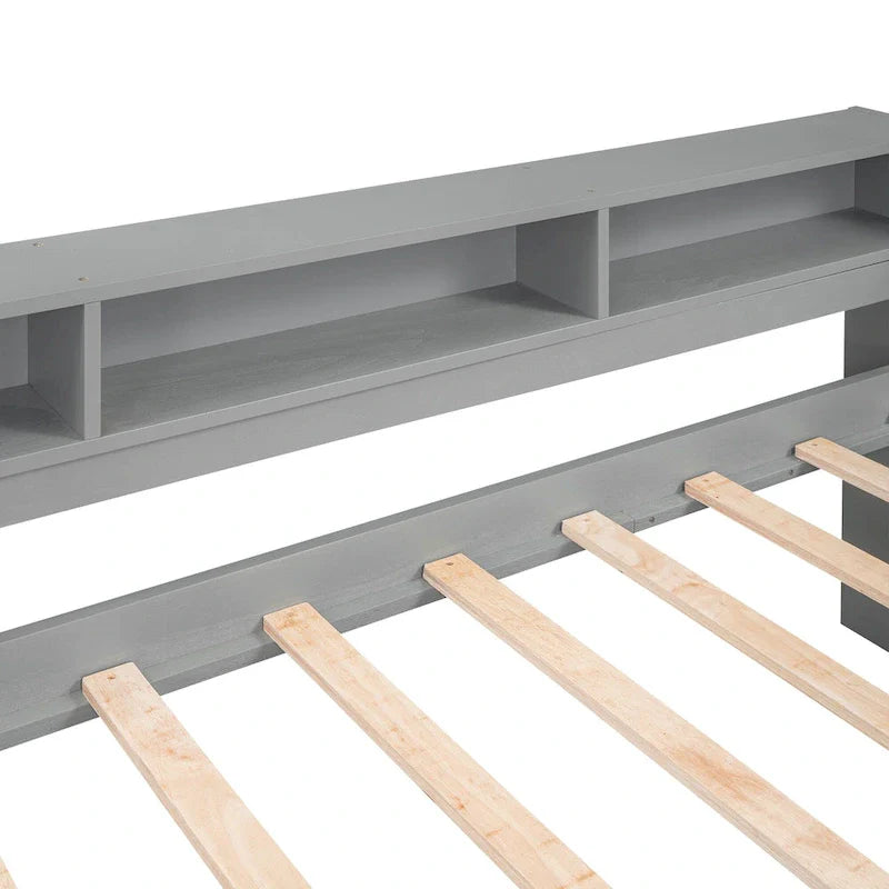Lit de repos double XL en bois avec 2 lits gigognes et port USB