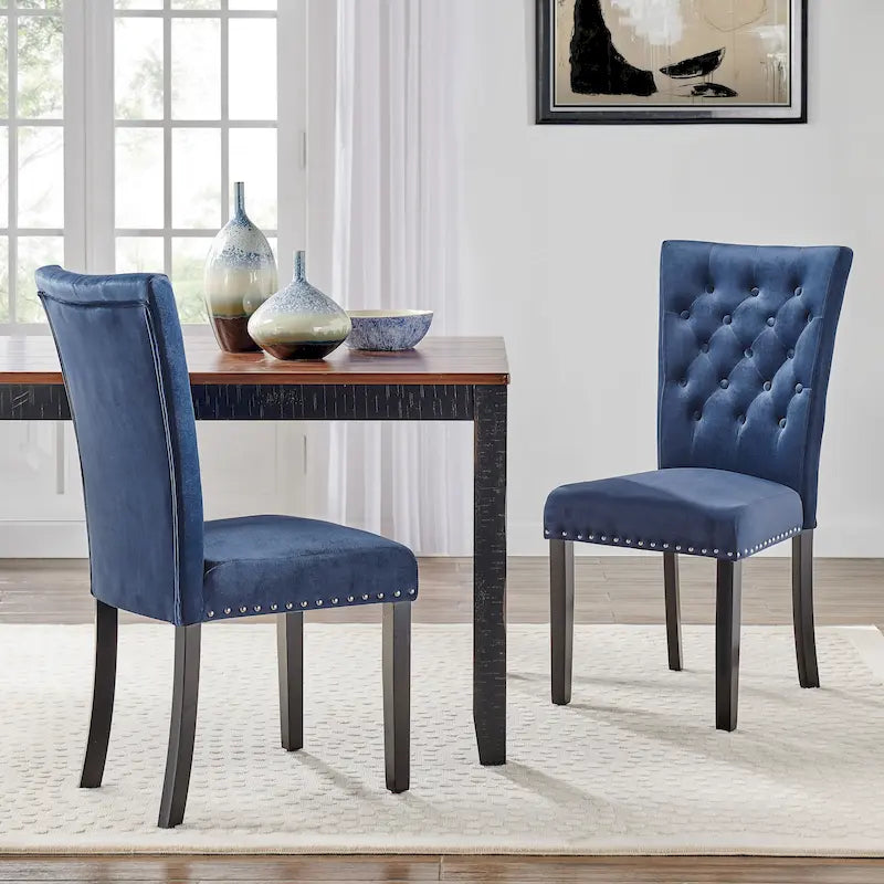 Chaises de salle à manger en velours capitonné Silver Orchid Flohr (lot de 2)