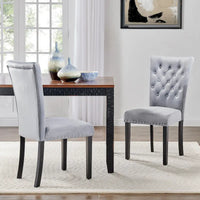 Chaises de salle à manger en velours capitonné Silver Orchid Flohr (lot de 2)