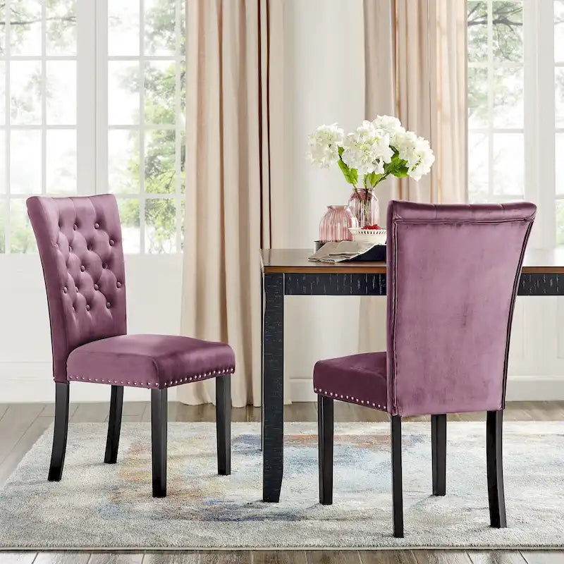 Chaises de salle à manger en velours capitonné Silver Orchid Flohr (lot de 2)