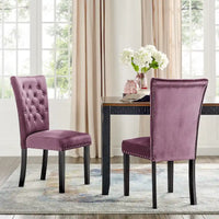 Chaises de salle à manger en velours capitonné Silver Orchid Flohr (lot de 2)