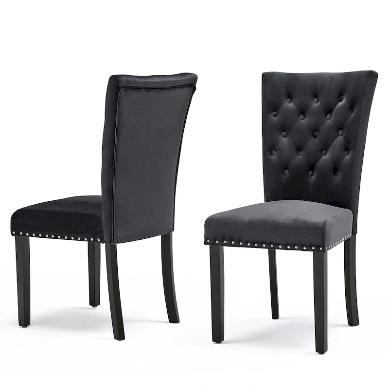 Chaises de salle à manger en velours capitonné Silver Orchid Flohr (lot de 2)