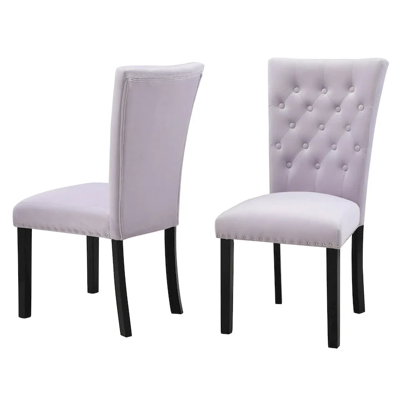 Chaises de salle à manger en velours capitonné Silver Orchid Flohr (lot de 2)