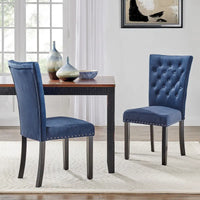 Chaises de salle à manger en velours capitonné Silver Orchid Flohr (lot de 2)