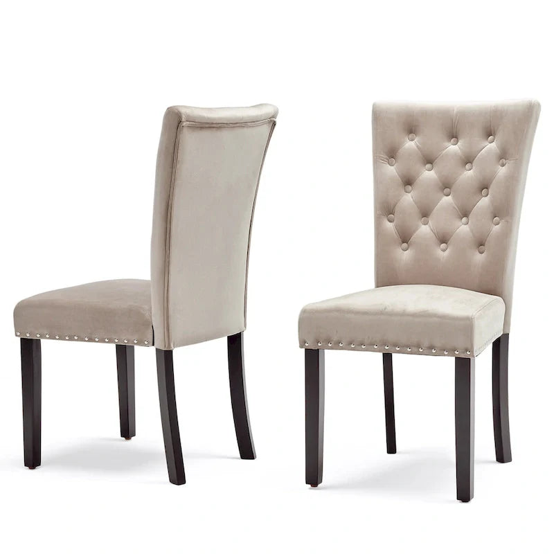 Chaises de salle à manger en velours capitonné Silver Orchid Flohr (lot de 2)