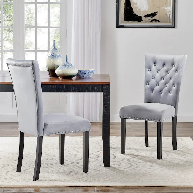Chaises de salle à manger en velours capitonné Silver Orchid Flohr (lot de 2)