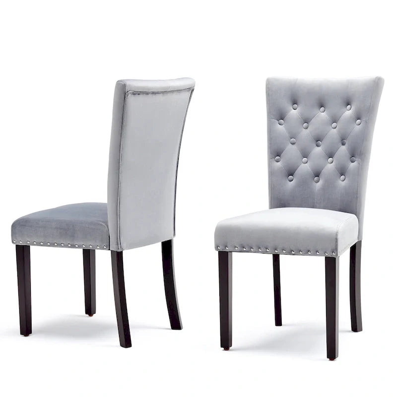 Chaises de salle à manger en velours capitonné Silver Orchid Flohr (lot de 2)
