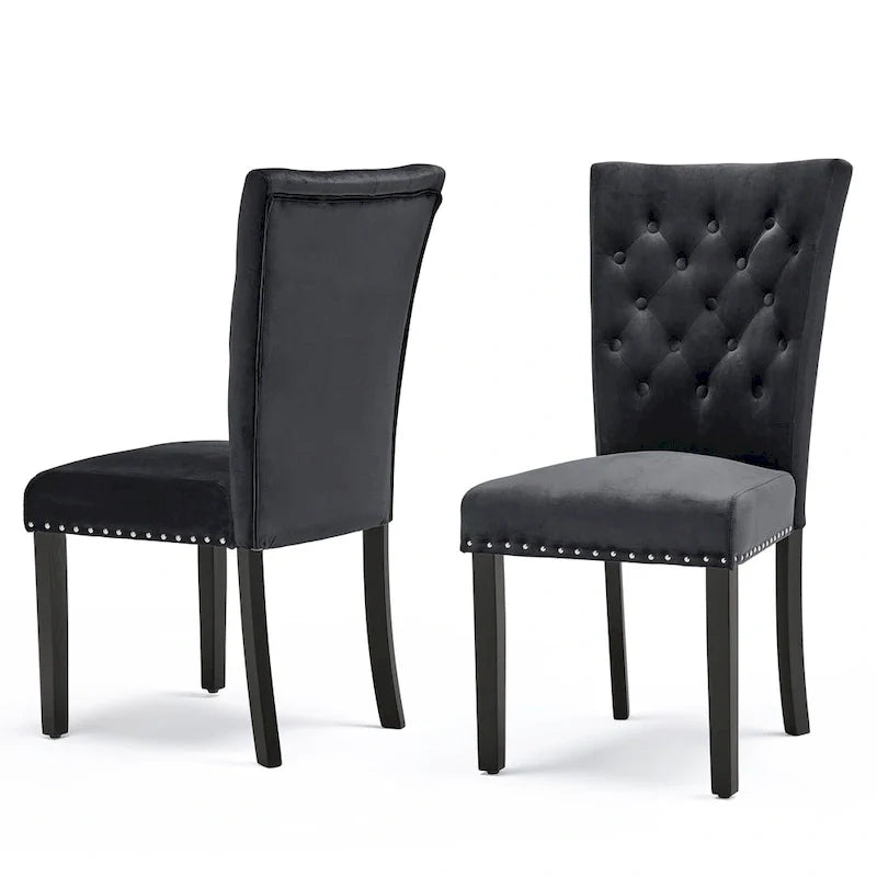 Chaises de salle à manger en velours capitonné Silver Orchid Flohr (lot de 2)